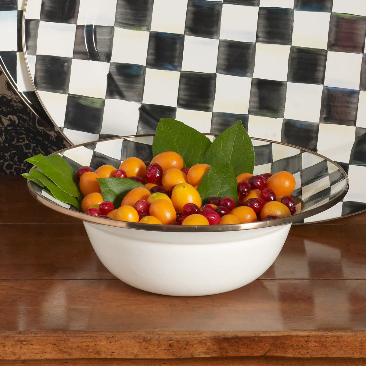 Rosy Check Serving Bowl