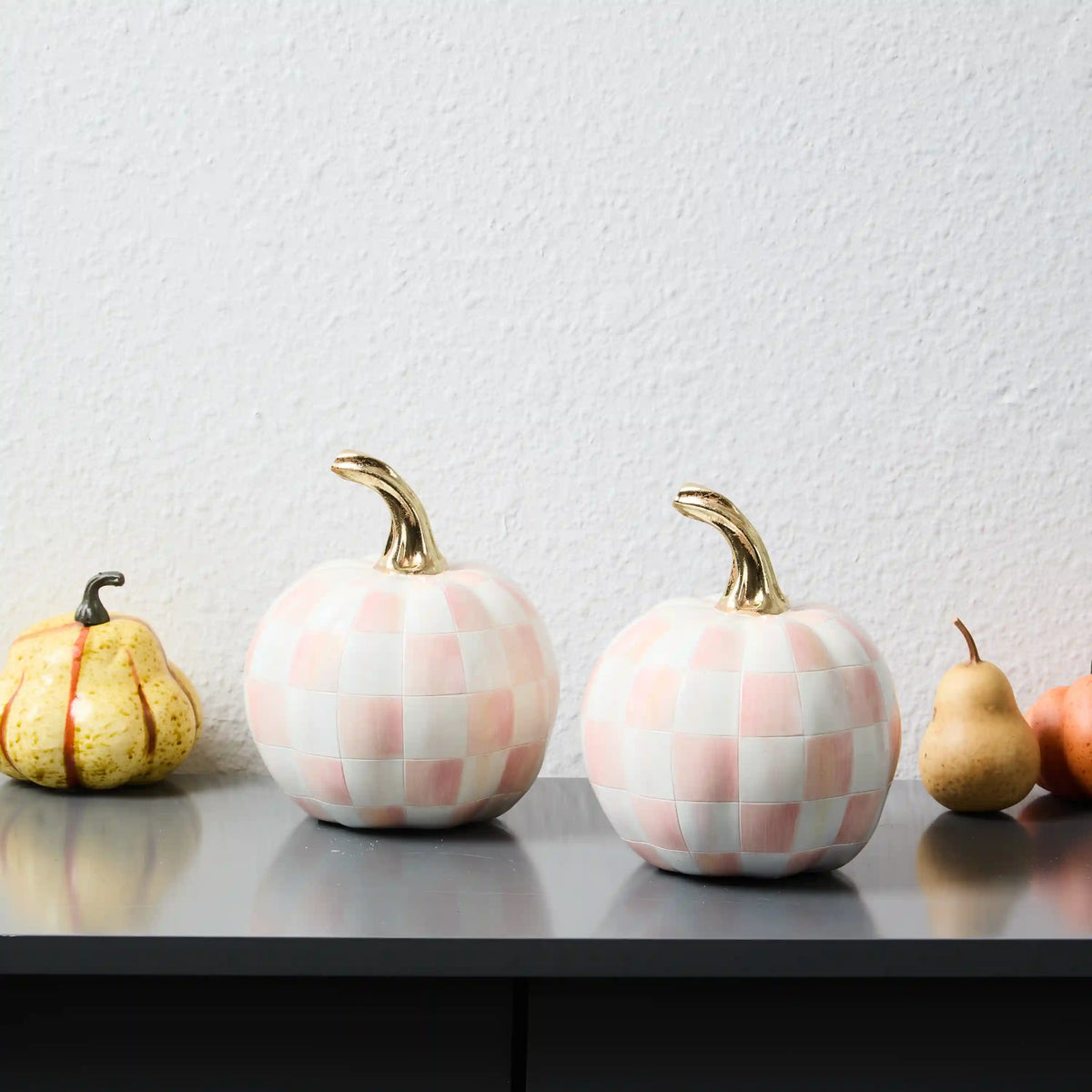 Classic Bubblegum Check Mini Pumpkin Set of 2