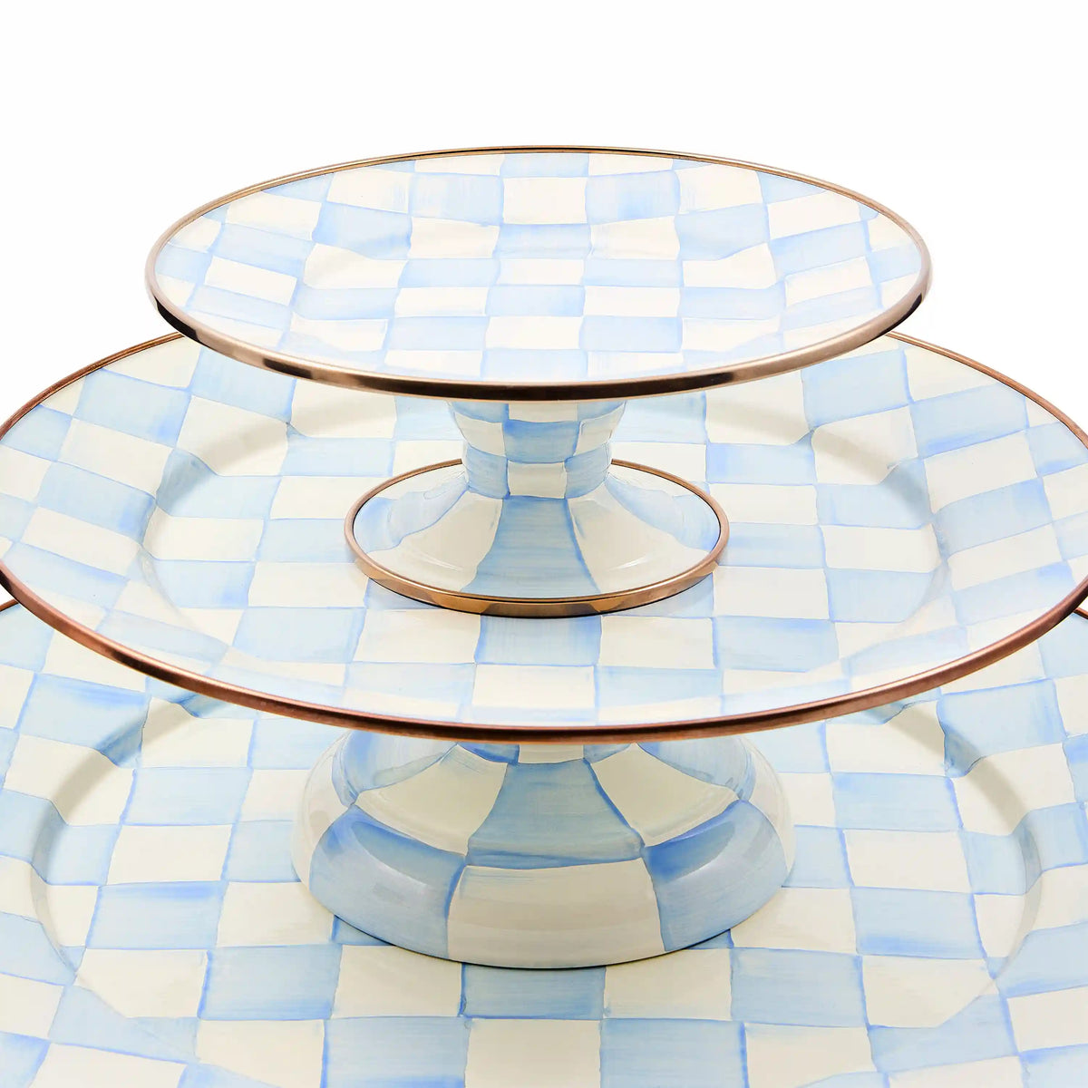 Sterling Check Large Pedestal Platter