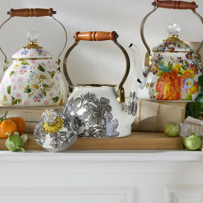 White Flower Market 2 Quart Tea Kettle