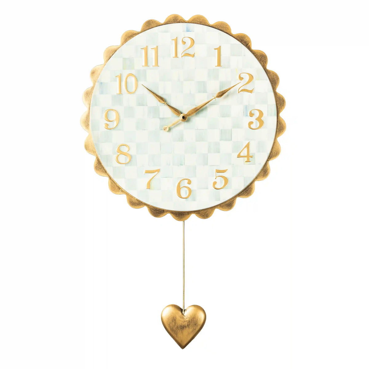 Courtly Check Heart Pendant Wall Clock