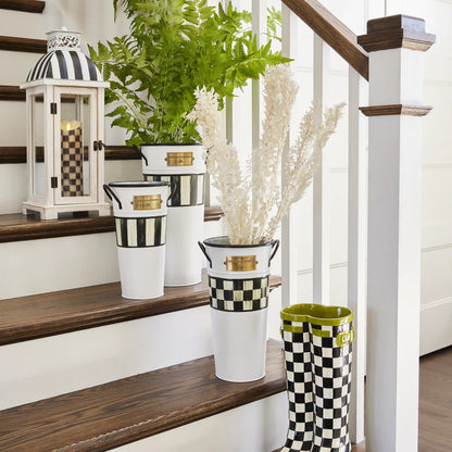 Rosy Stripe Flower Buckets, Set of 3