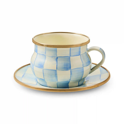 Violet Check Teacup