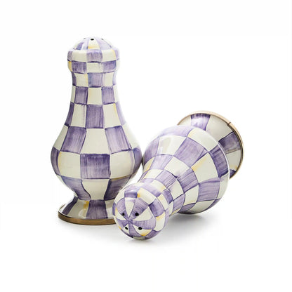 Mocha Check Large Salt & Pepper Shakers