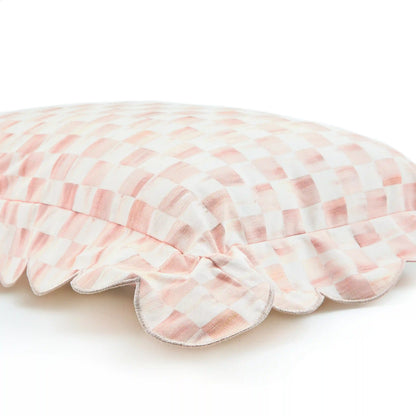 Rosy Check Reversible Scalloped Throw Pillow