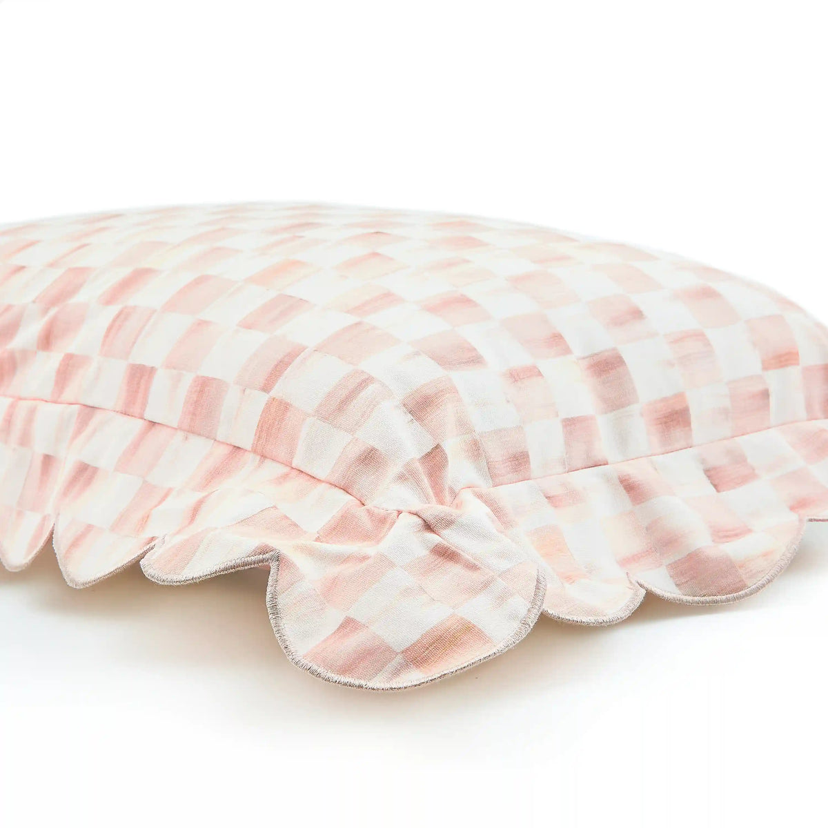 Violet Check Reversible Scalloped Lumbar Throw Pillow