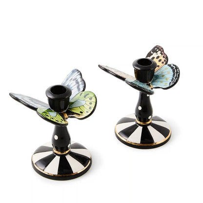 Rosy Check Butterfly Candle Holders, Set of 2