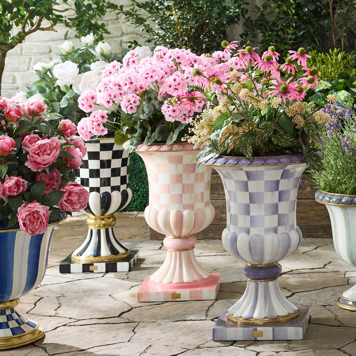 Sterling Check Pedestal Urn