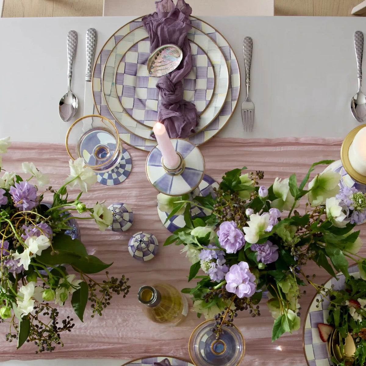 Violet Check Medium Candlestick