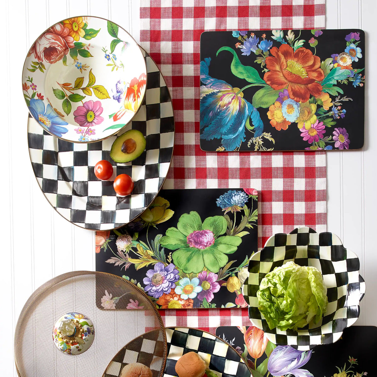 White Flower Market Serving Bowl