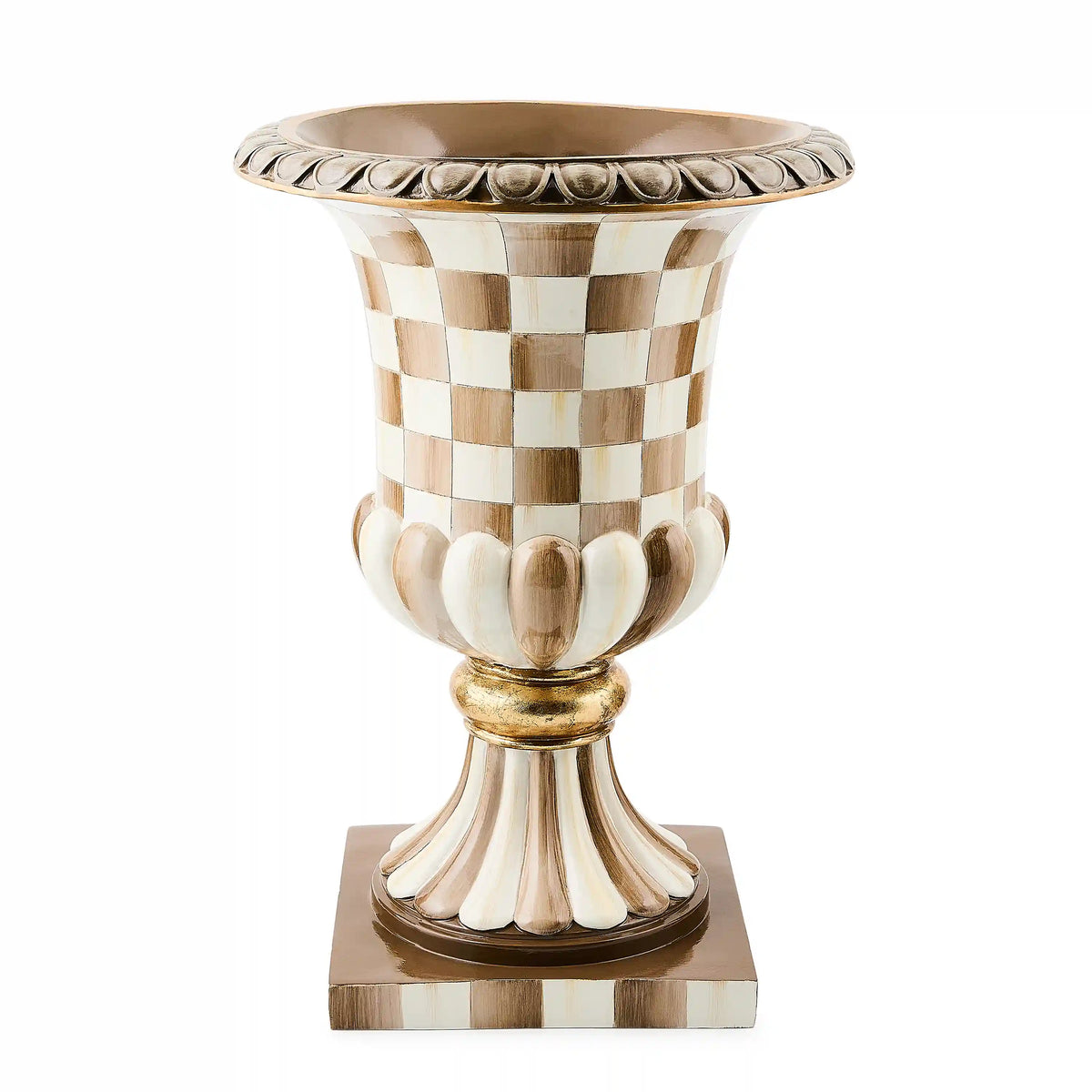 Violet Check Tabletop Pedestal Urn