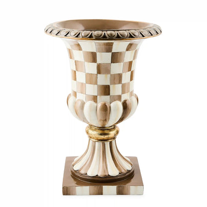 Violet Check Tabletop Pedestal Urn