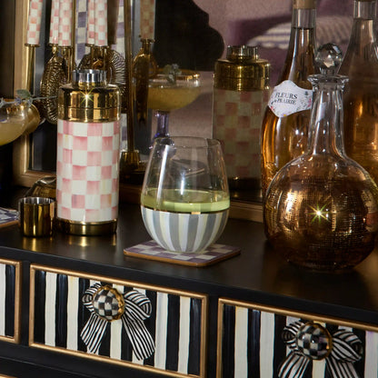 Rosy Stripe Stemless Wine Glass