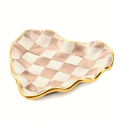 Violet Check Fluted Ceramic Heart Plate