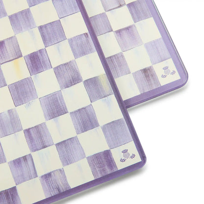 Mocha Check Glass Cutting Boards, Set of 2