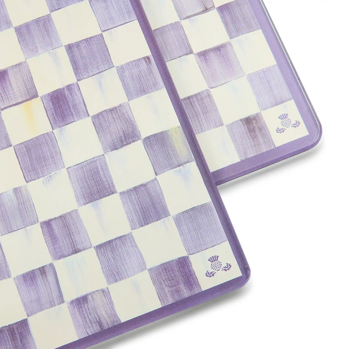 Rosy Check Glass Cutting Boards, Set of 2