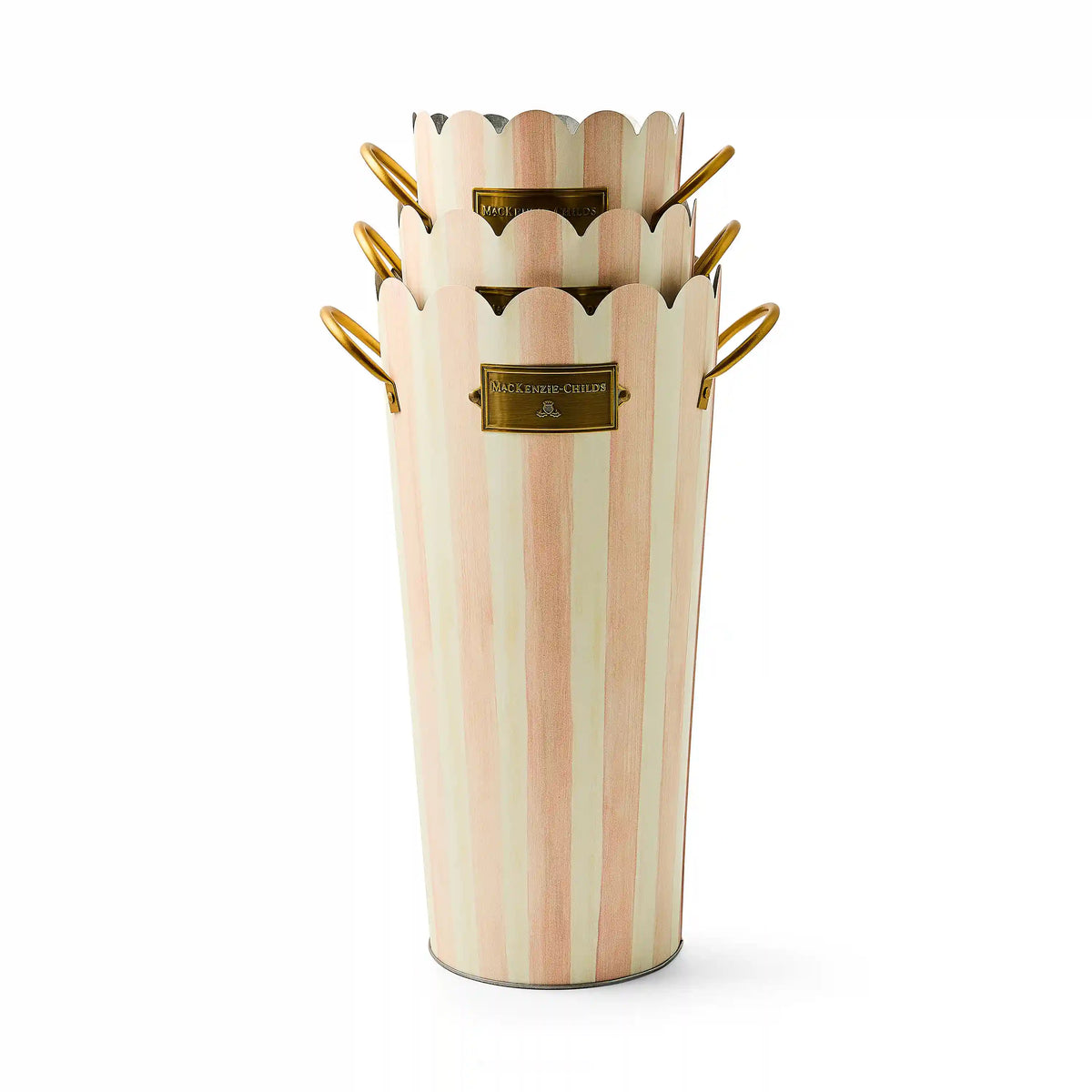 Violet Stripe Flower Buckets, Set of 3