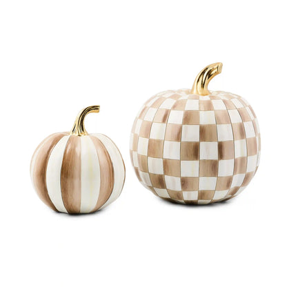 Classic Violet Stripe Small & Check Medium Pumpkin Set