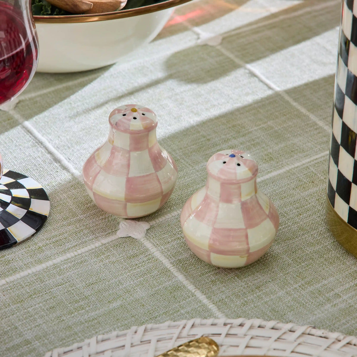 Sterling Check Salt & Pepper Shakers