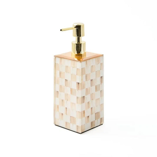 Mocha Check Glass Soap Pump