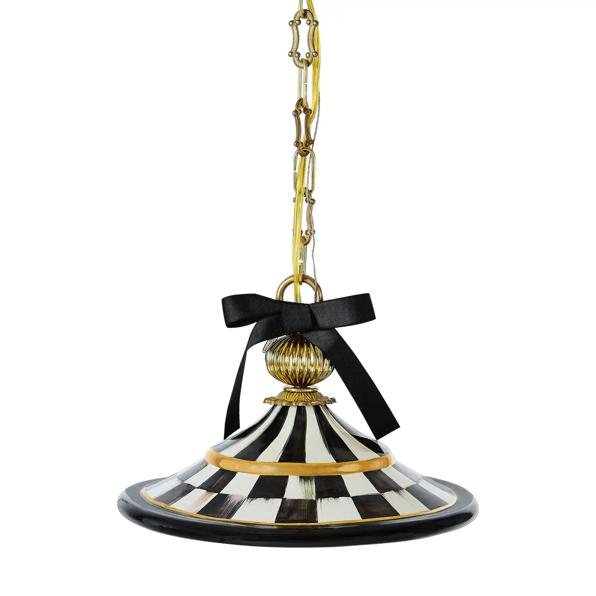 Sterling Check Flared Ceramic Pendant Lamp