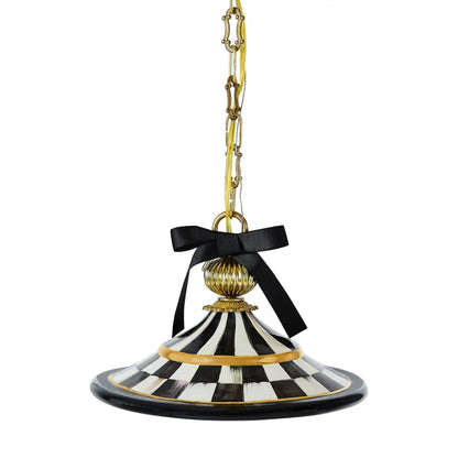Sterling Check Flared Ceramic Pendant Lamp