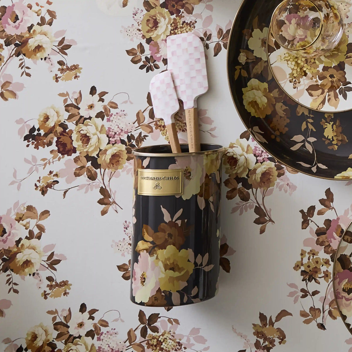 Wild Rose Slate Utensil Holder
