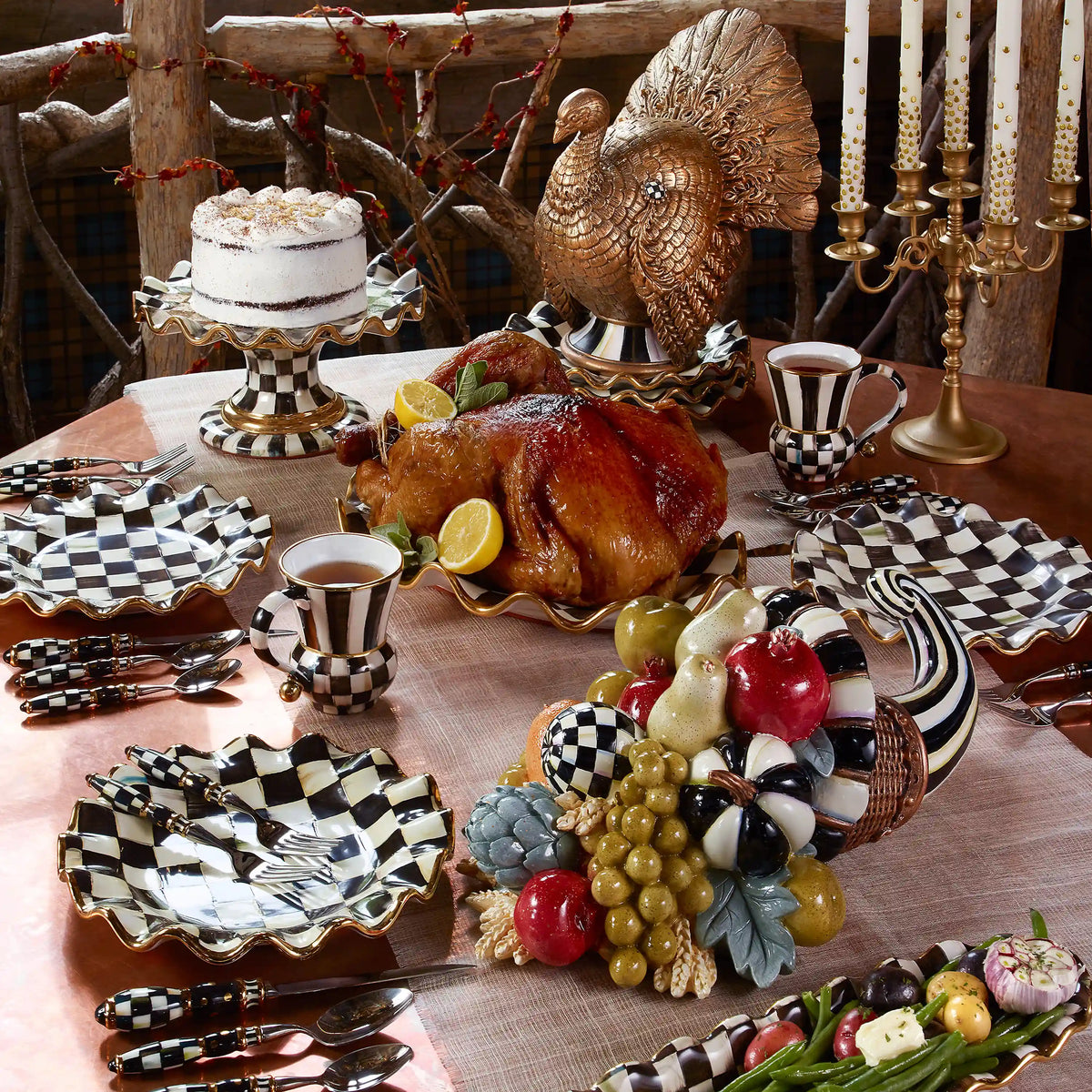 Rosy Check Ceramic Serving Platter
