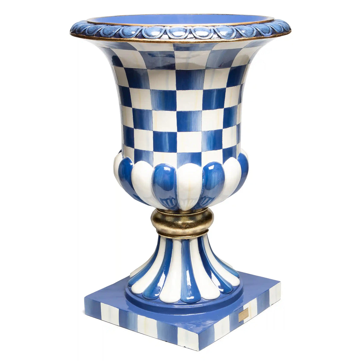 Sterling Check Pedestal Urn