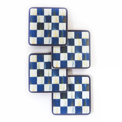Mocha Check Cork Back Coasters, Set of 4
