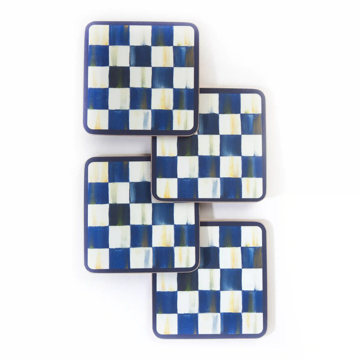 Courtly Checked Cork Back Coasters, Set of 4