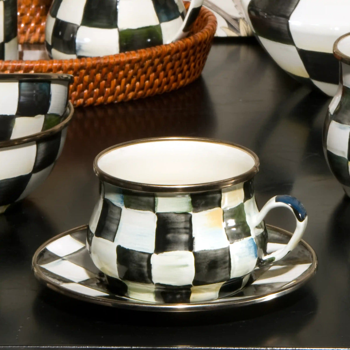 Violet Check Saucer