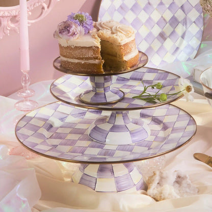 Violet Check Mini Pedestal Platter