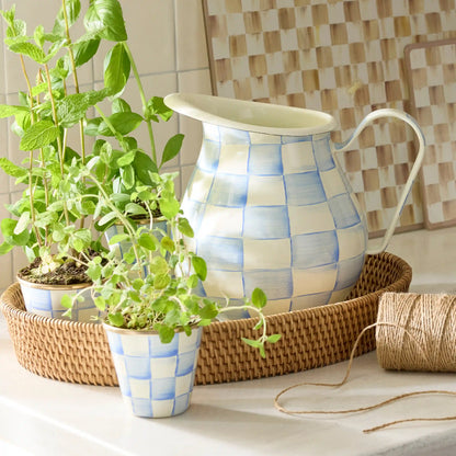 Mocha Check Herb Pots, Set of 3