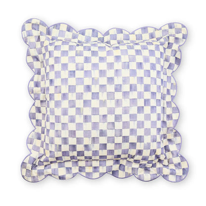 Violet Check Reversible Scalloped Lumbar Throw Pillow