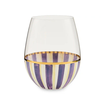 Rosy Stripe Stemless Wine Glass