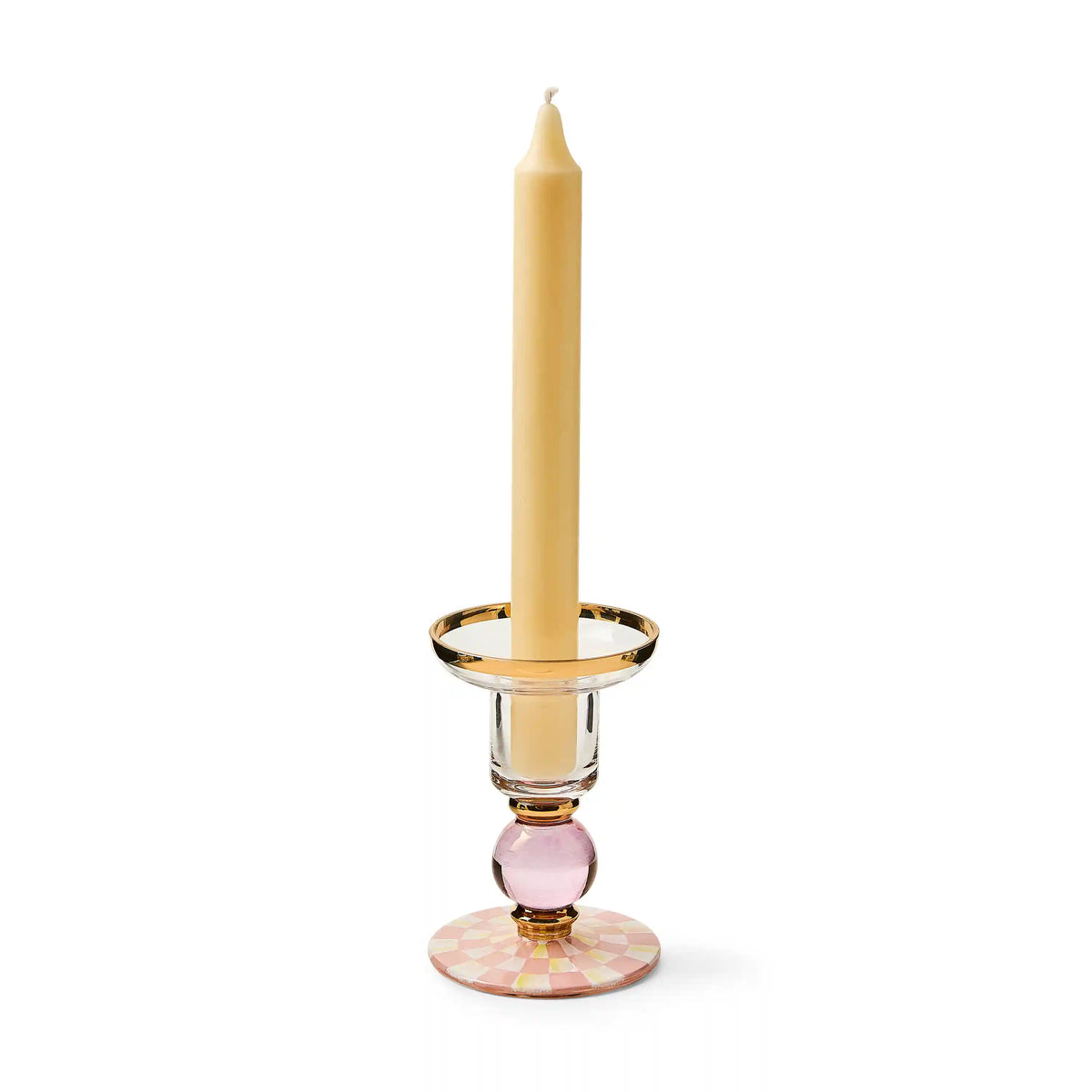 Rosy Check Large Glass Candlestick