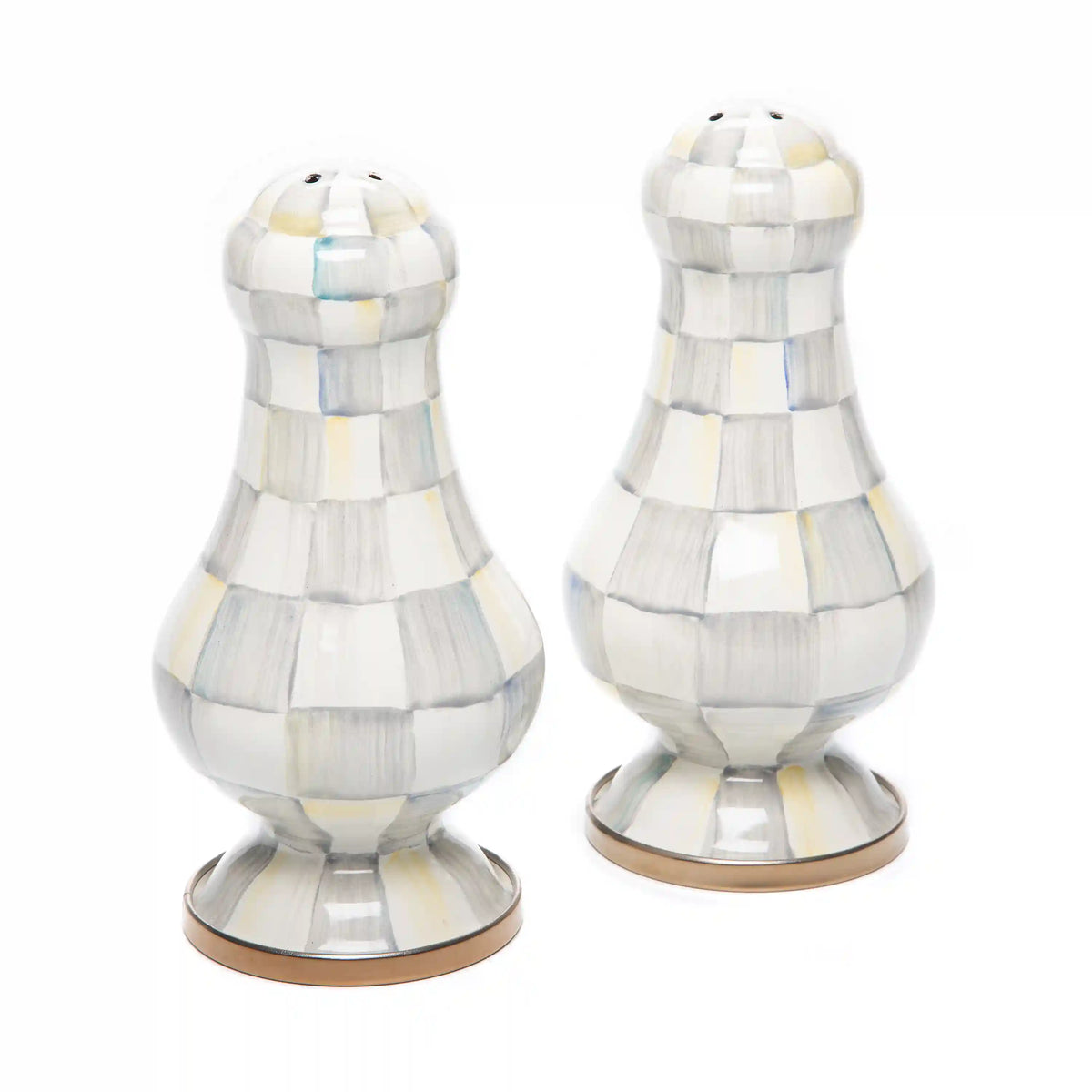 Violet Check Salt & Pepper Shakers