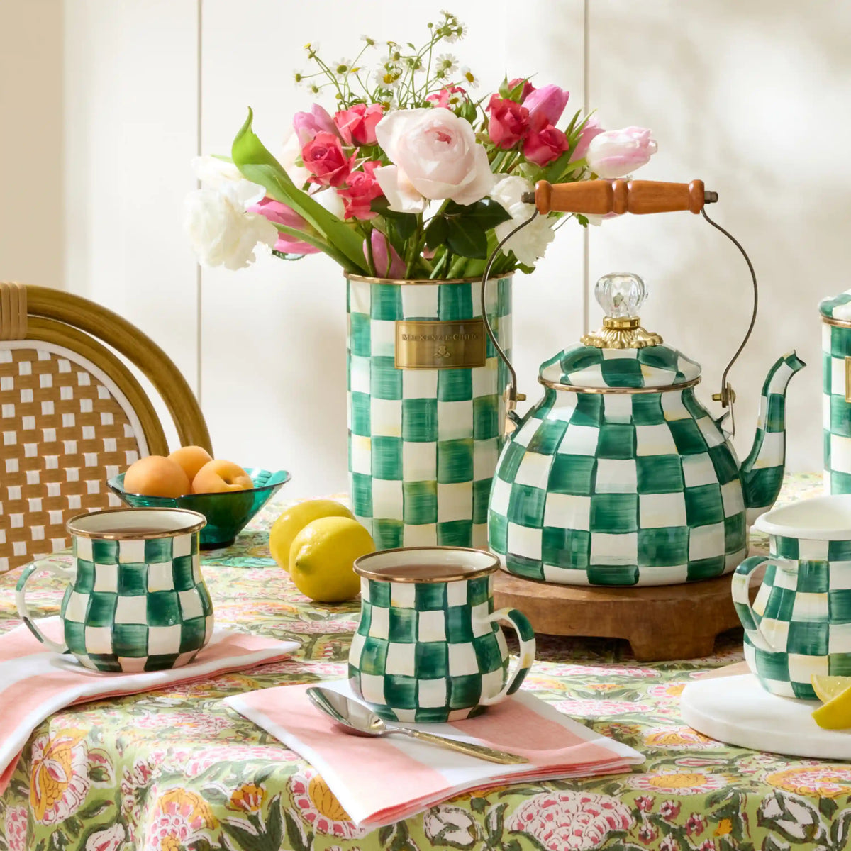 Mocha Check Utensil Holder
