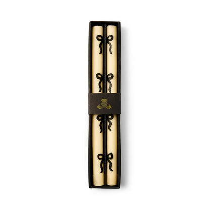 Black Bow Dinner Candles, Set of 2
