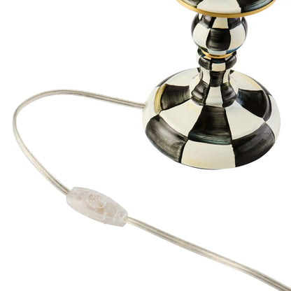 Mocha Check Candlestick Lamp