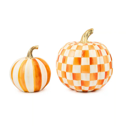 Classic Rosy Stripe Small & Check Medium Pumpkin Set