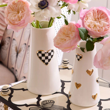 Rosy Check Heart Bud Vase
