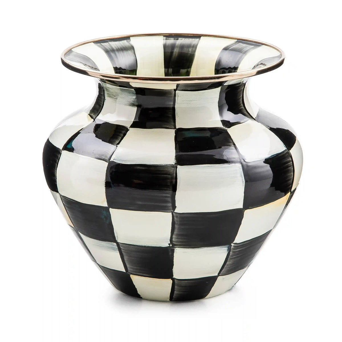 Sterling Check Enamel Large Vase