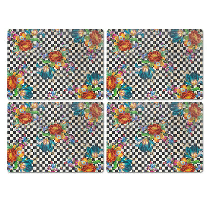 Rosy Check Cork Back Placemats, Set of 4