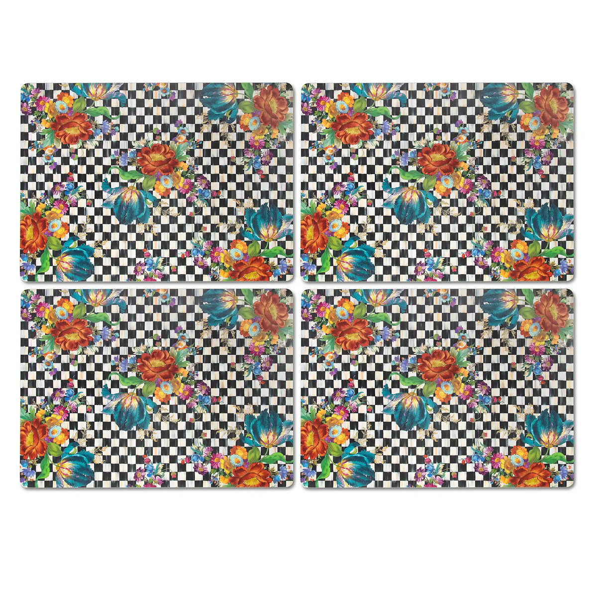 Mocha Check Cork Back Placemats, Set of 4