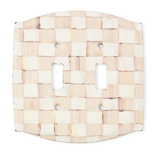 Mocha Check Double Toggle Switch Plate