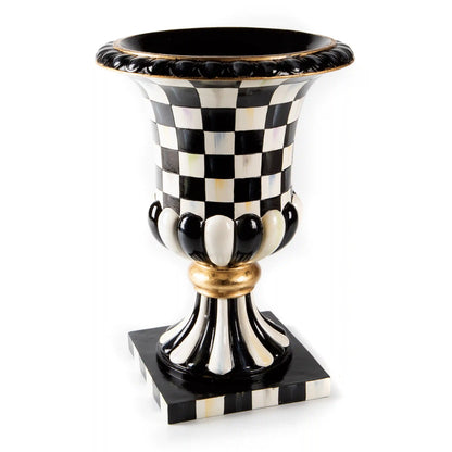 Violet Check Tabletop Pedestal Urn