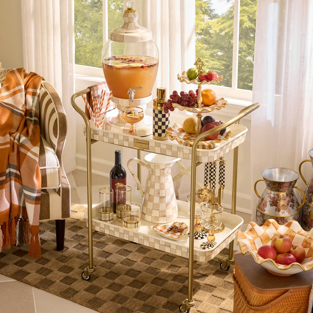 Courtly Check 2-Tier Kitchen Cart