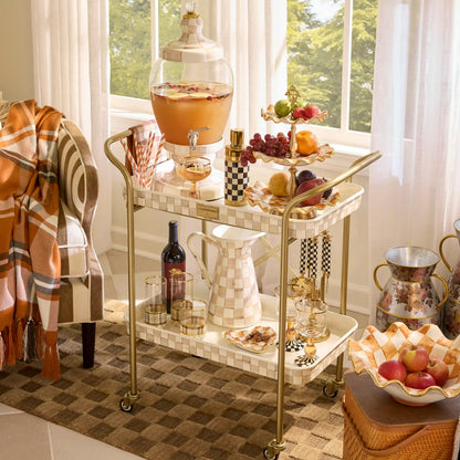 Violet Check 2-Tier Kitchen Cart